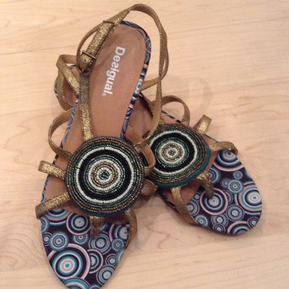 Desigual gold beaded sandal 37